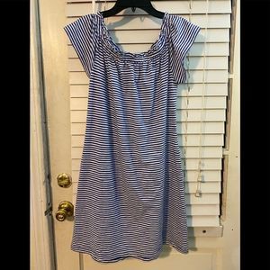 Vineyard Vines striped ruffled off shoulder dress